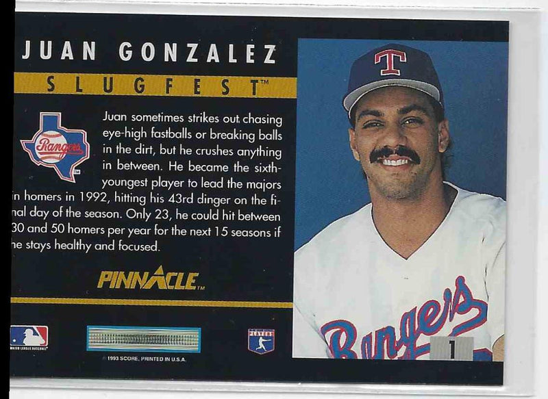 1992 Pinnacle Juan Gonzalez