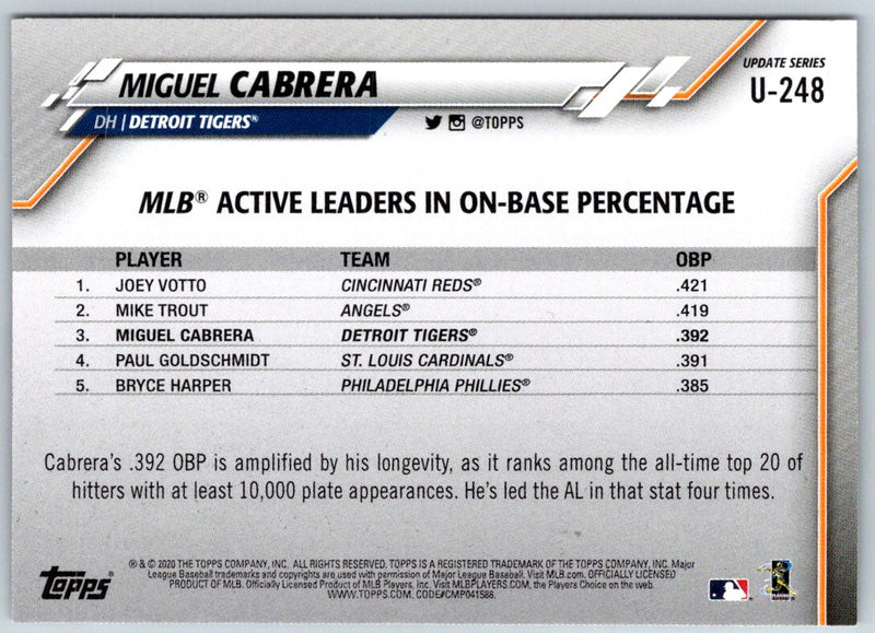 2020 Topps Update Miguel Cabrera