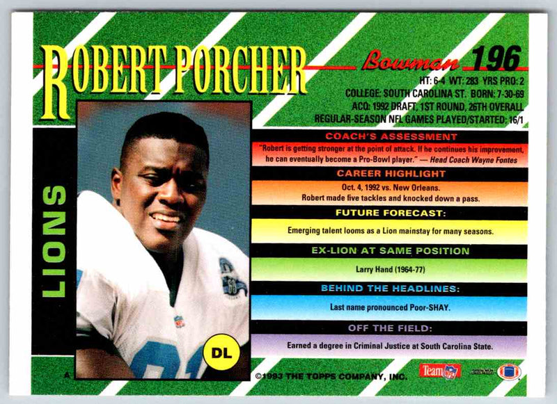 1993 Bowman Football Robert Porcher