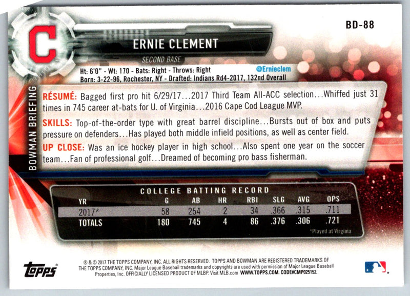 2017 Bowman Draft Ernie Clement