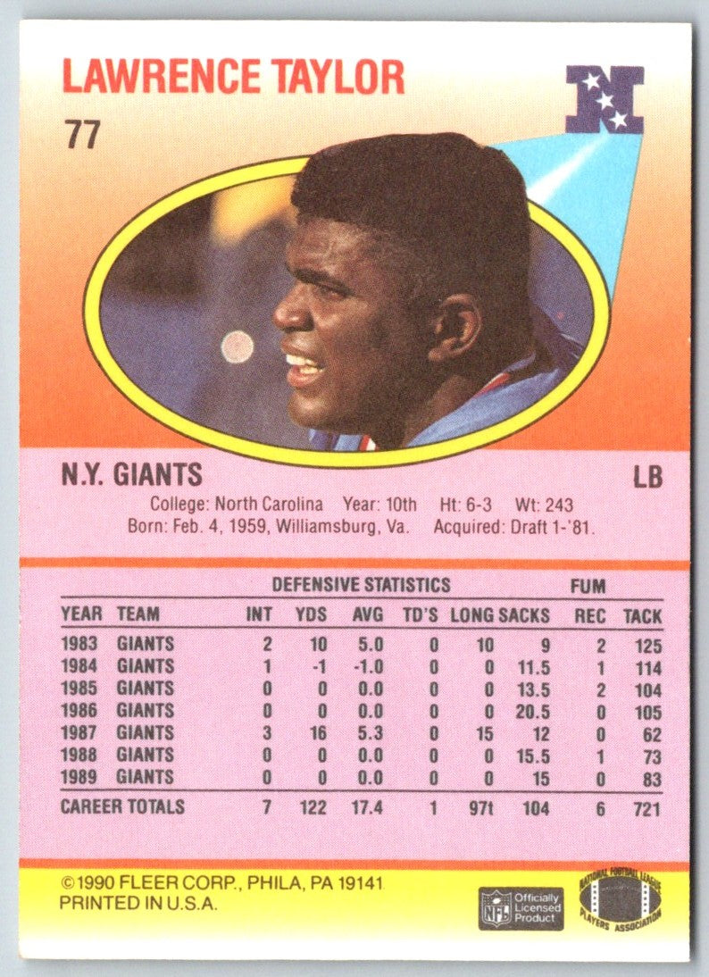 1990 Fleer Lawrence Taylor