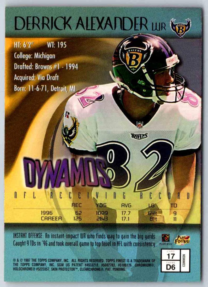 1997 Topps Finest Football Derrick Alexander