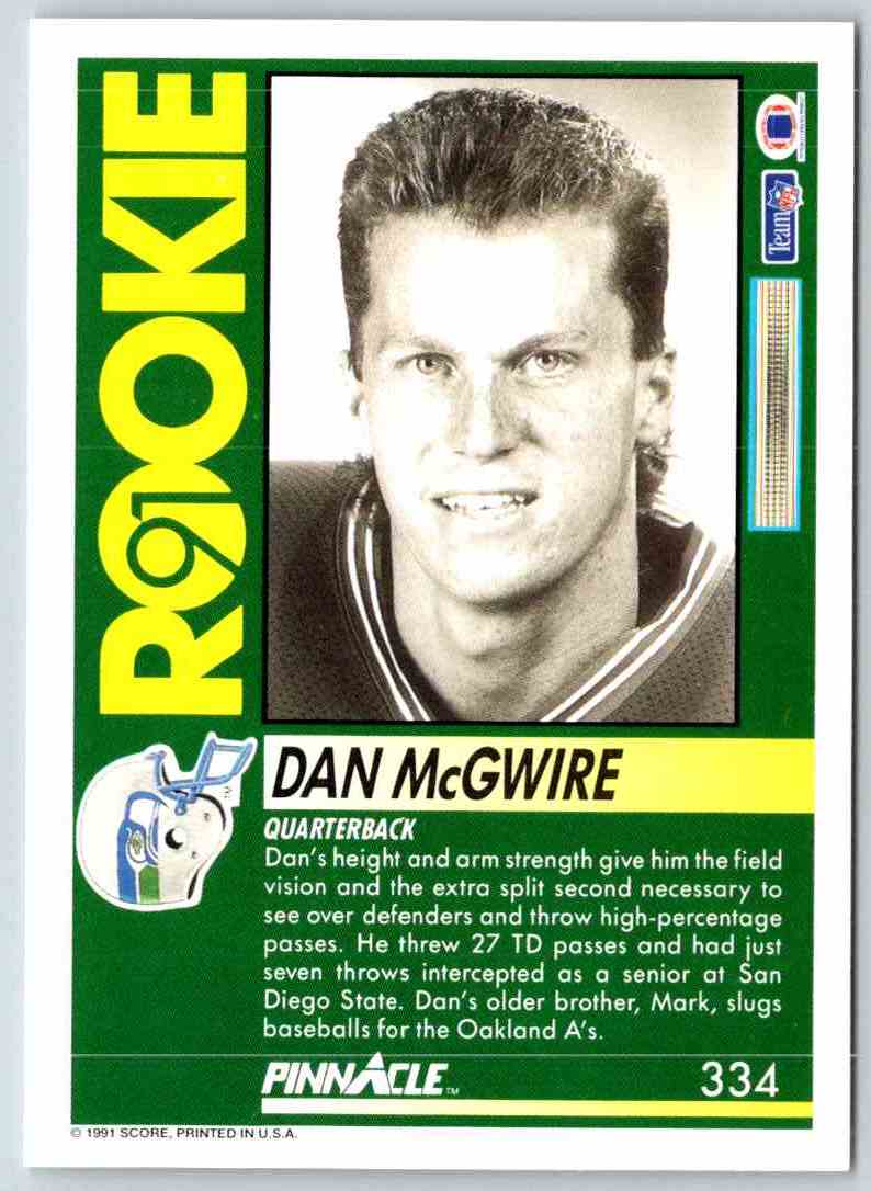 1991 Pinnacle Dan McGwire