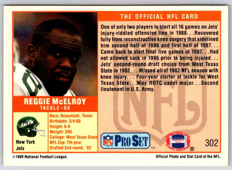 1989 NFL Proset Reggie McElroy