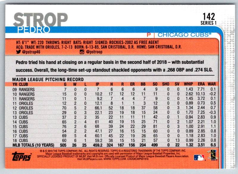 2019 Topps Pedro Strop