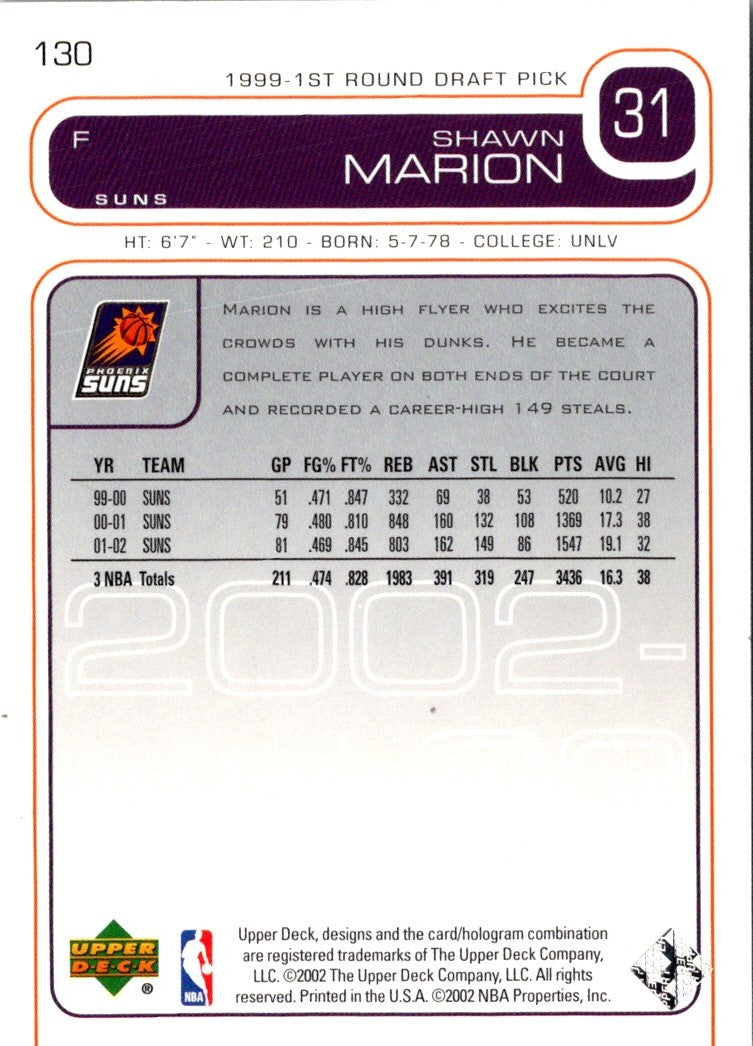 2002 Upper Deck Shawn Marion