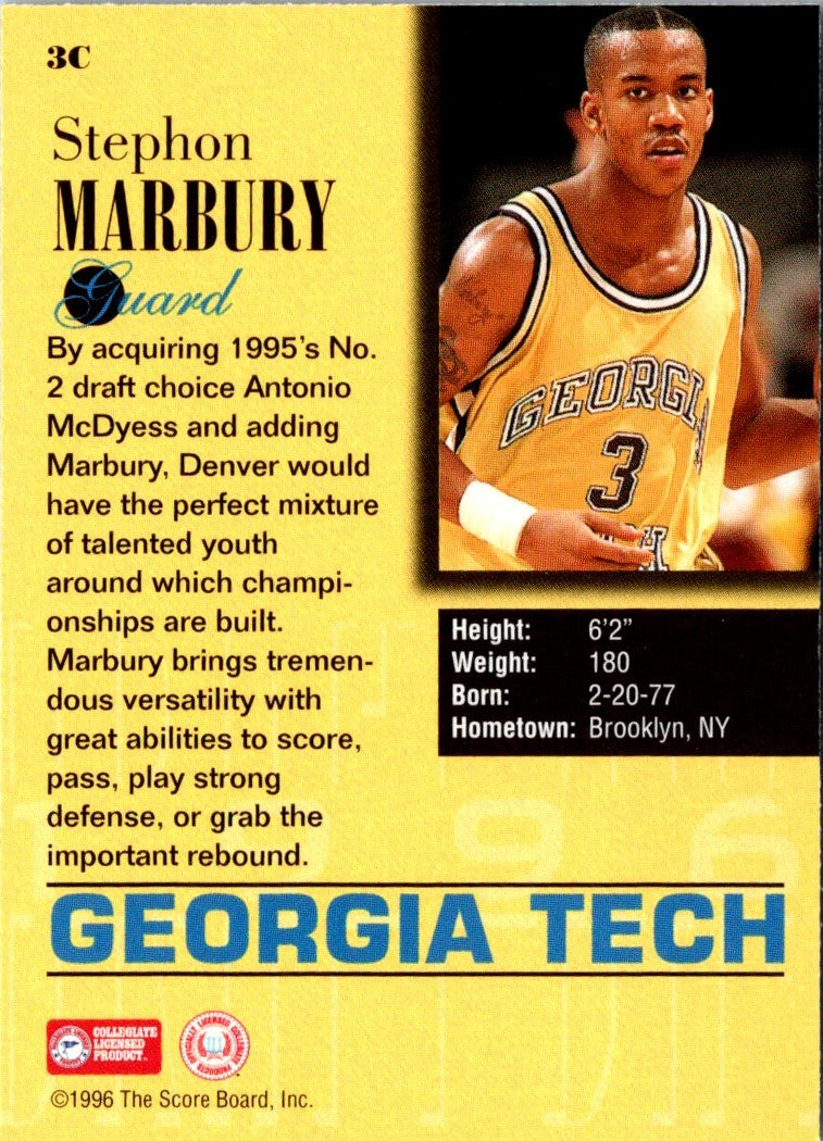 1996 Score Board Draft Day Stephon Marbury