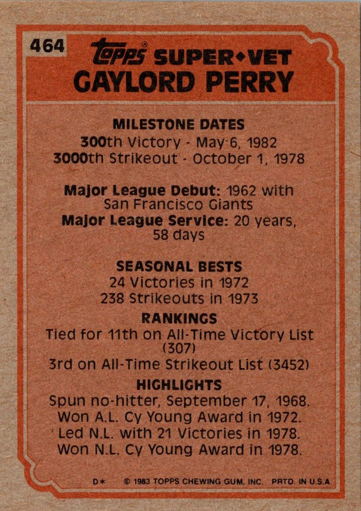 1983 Topps Gaylord Perry