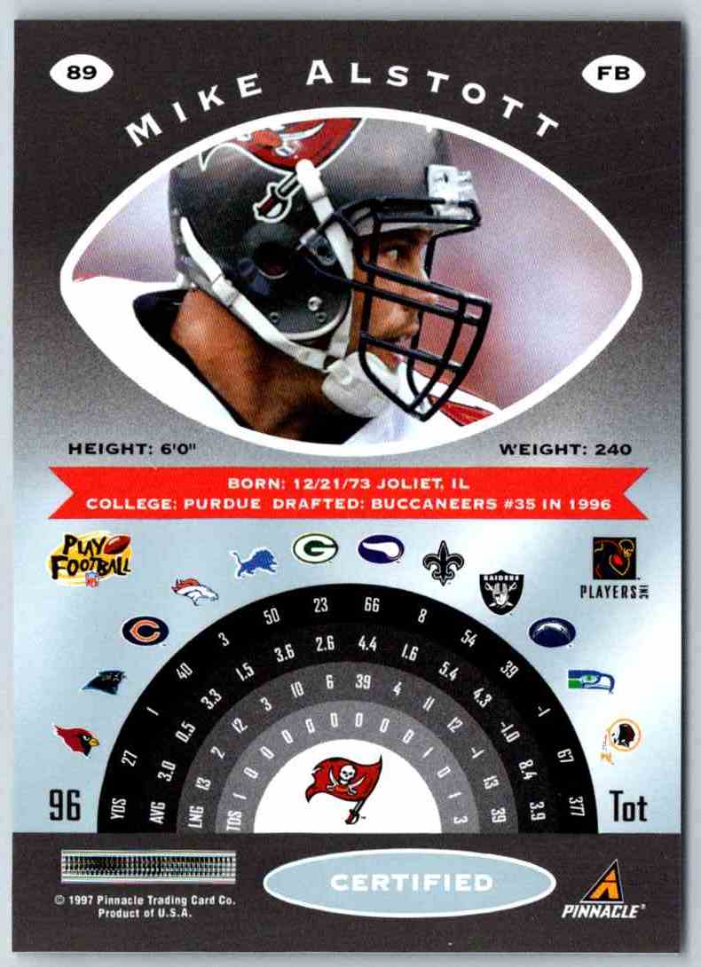 1997 Pinnacle Certified NFL Mike Alstott