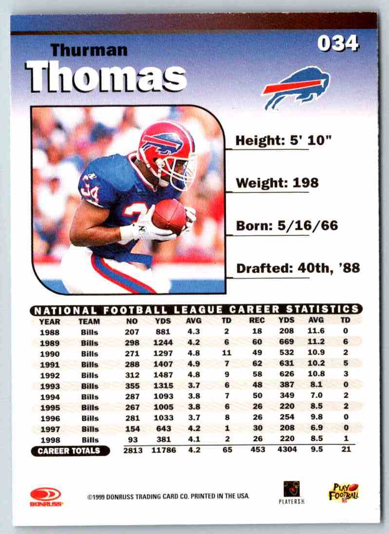 1999 Donruss Elite Thurman Thomas