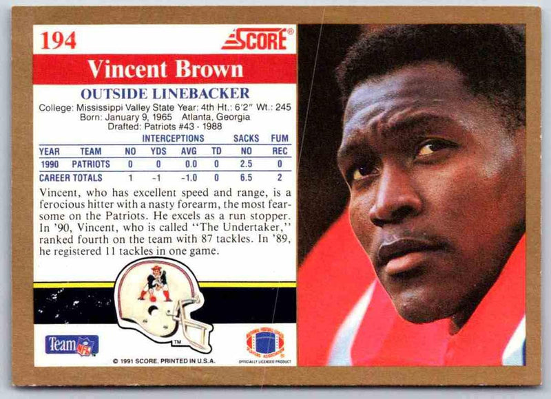 1991 Score Vincent Brown