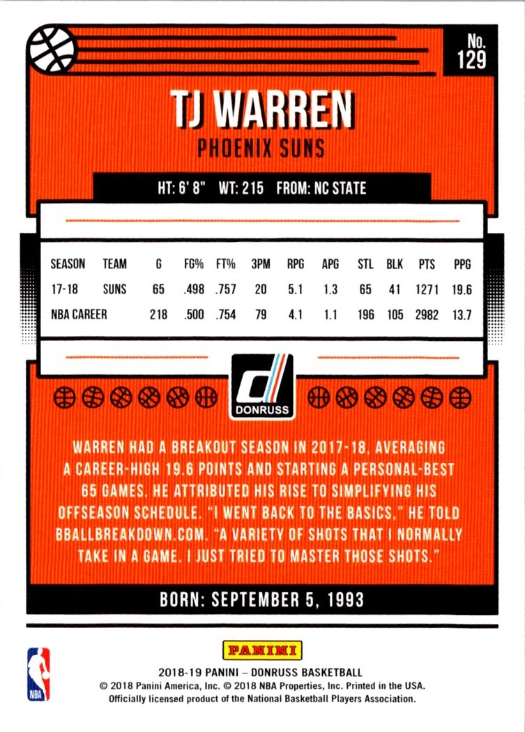 2018 Donruss TJ Warren