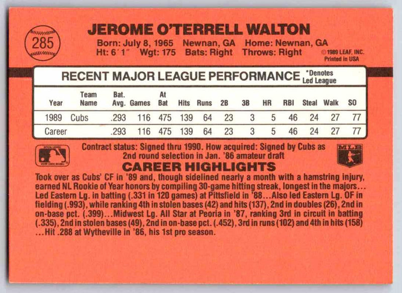 1990 Donruss Jerome Walton 2