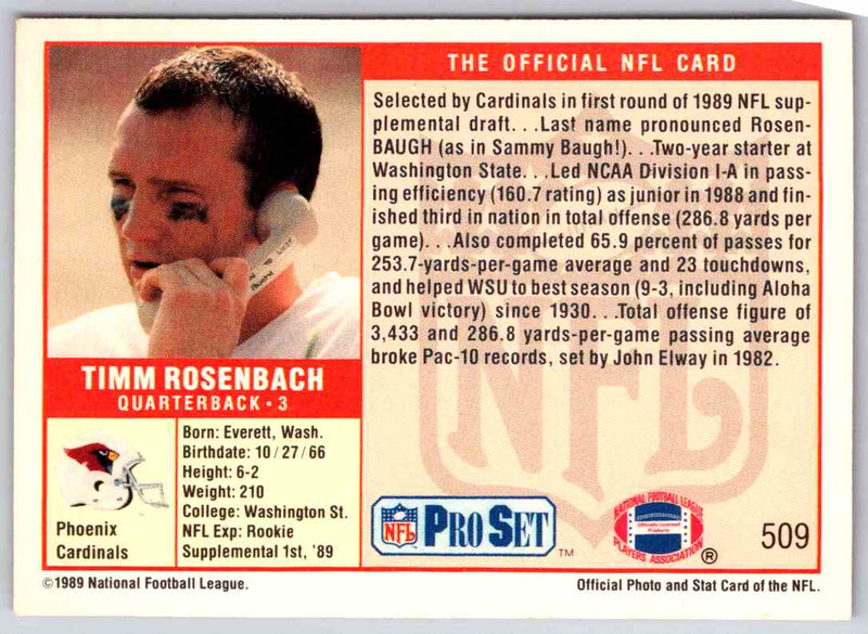 1989 NFL Proset Timm Rosenbach