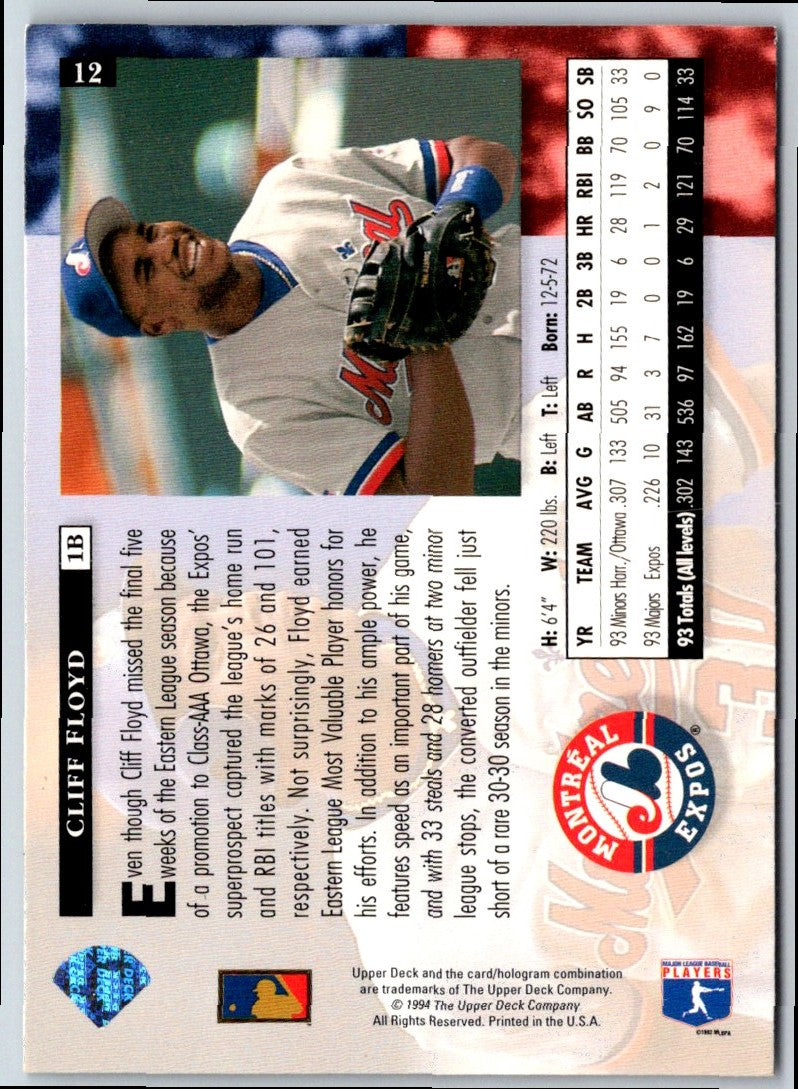 1994 Upper Deck Electric Diamond Cliff Floyd