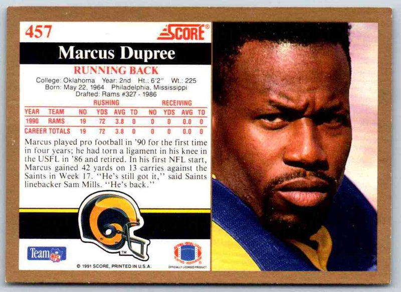 1991 Score Marcus Dupree