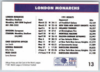 1991 Proset World League London Monarchs #13