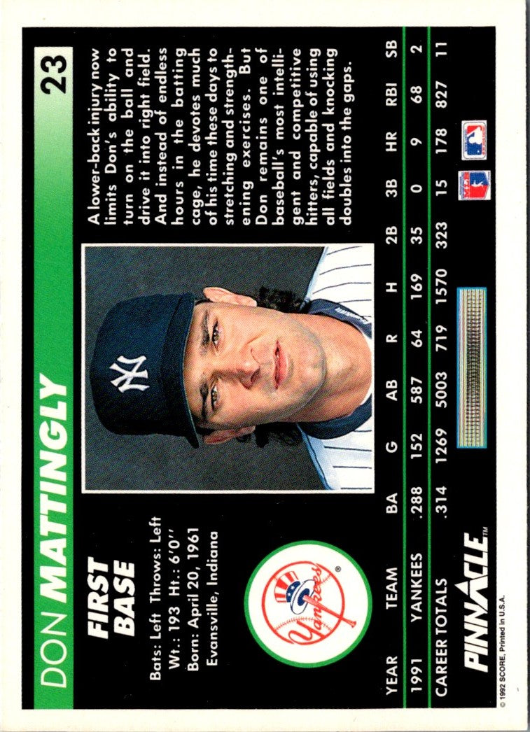 1992 Pinnacle Don Mattingly