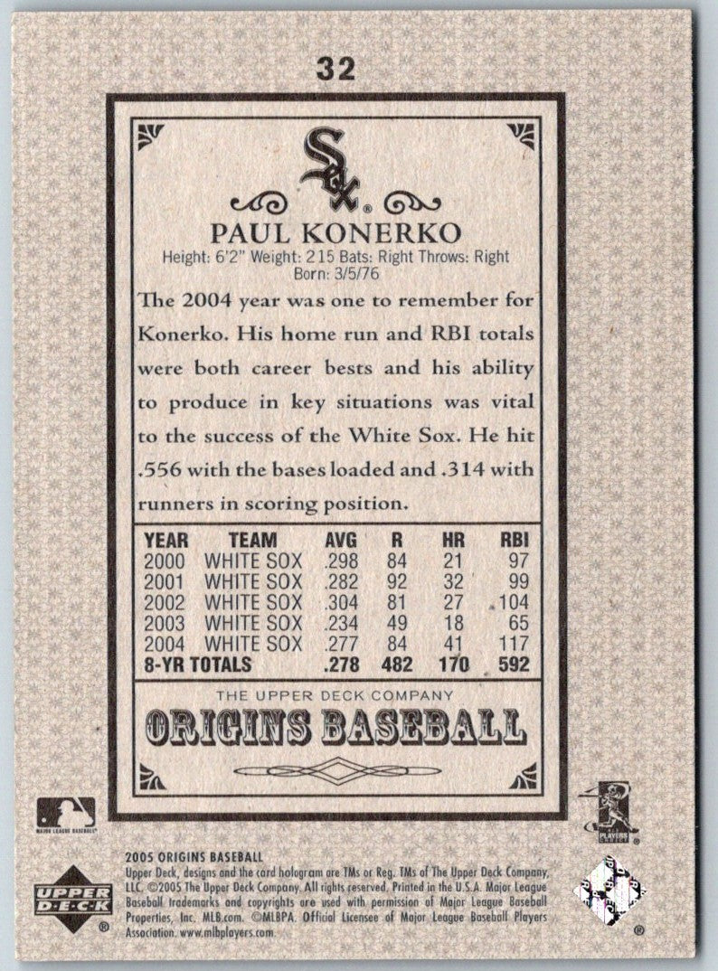 2005 UD Origins Old Judge Paul Konerko