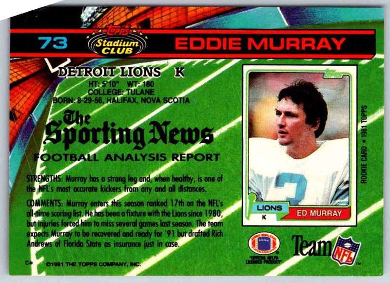 1994 Topps Stadium Club Football Eddie Murray