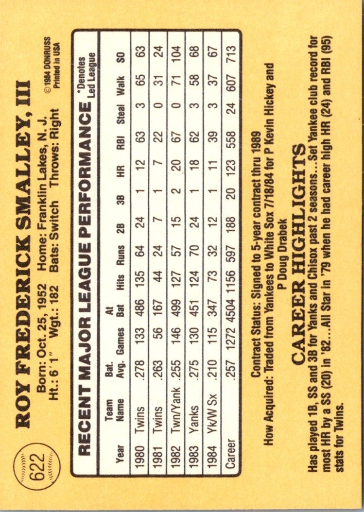 1985 Donruss Roy Smalley