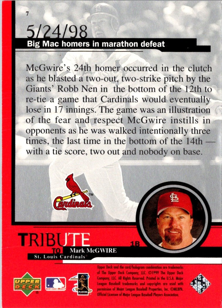 1999 Upper Deck Mark McGwire Tribute Mark McGwire