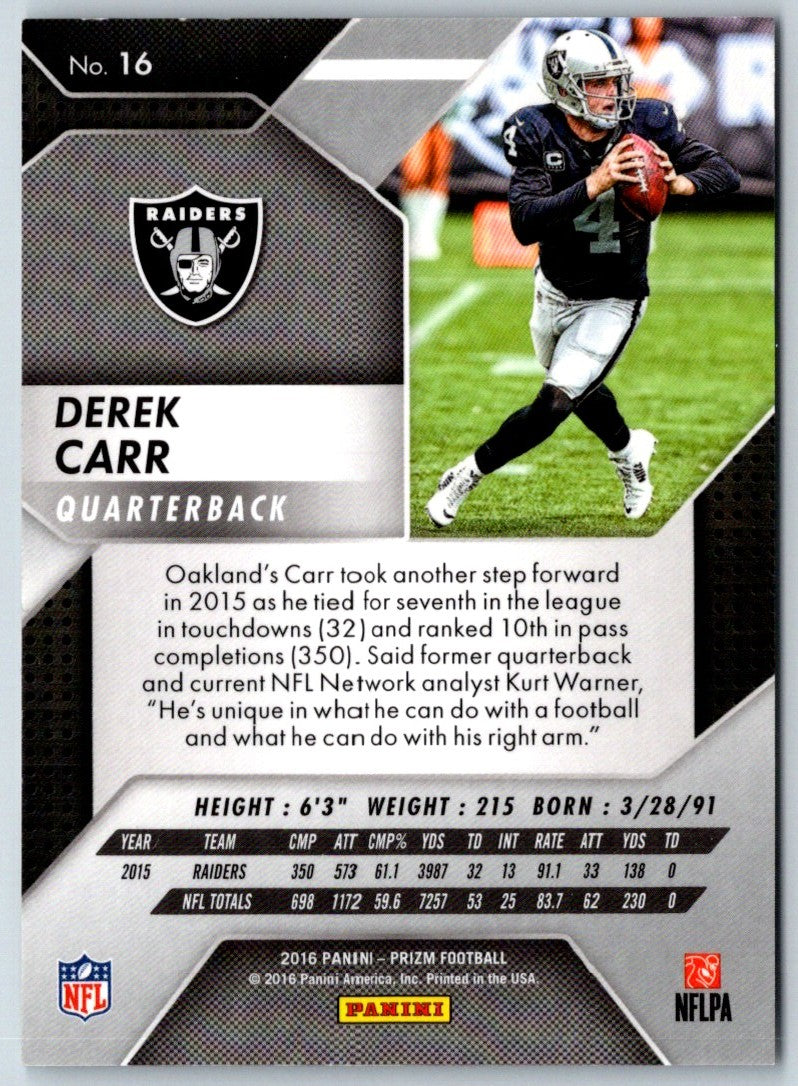 2016 Panini Player of the Day Derek Carr