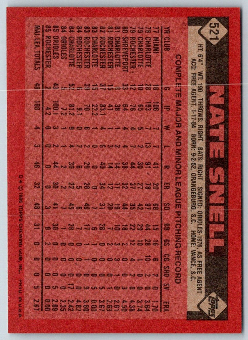 1986 Topps Nate Snell