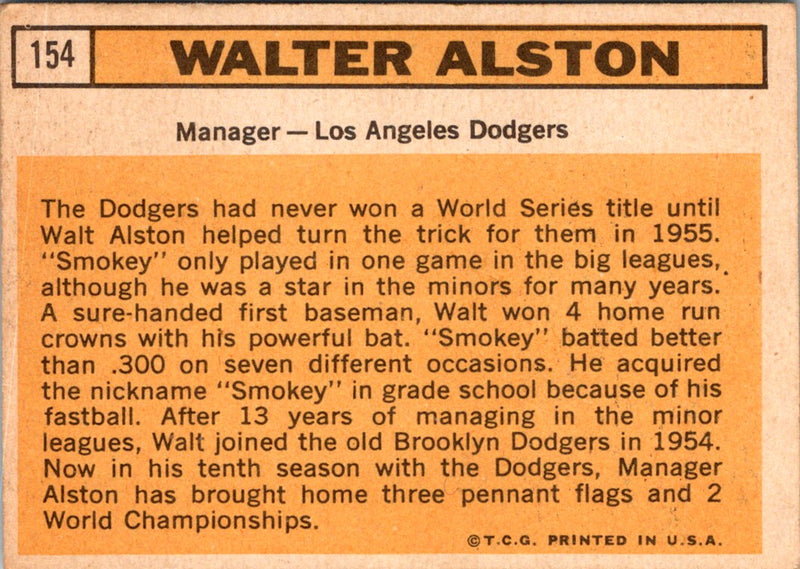 1963 Topps Walt Alston