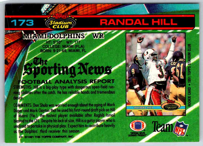 1994 Topps Stadium Club Football Randal Hill