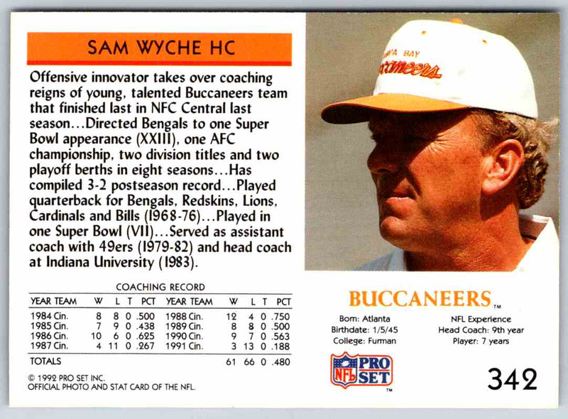 1992 Proset Sam Wyche