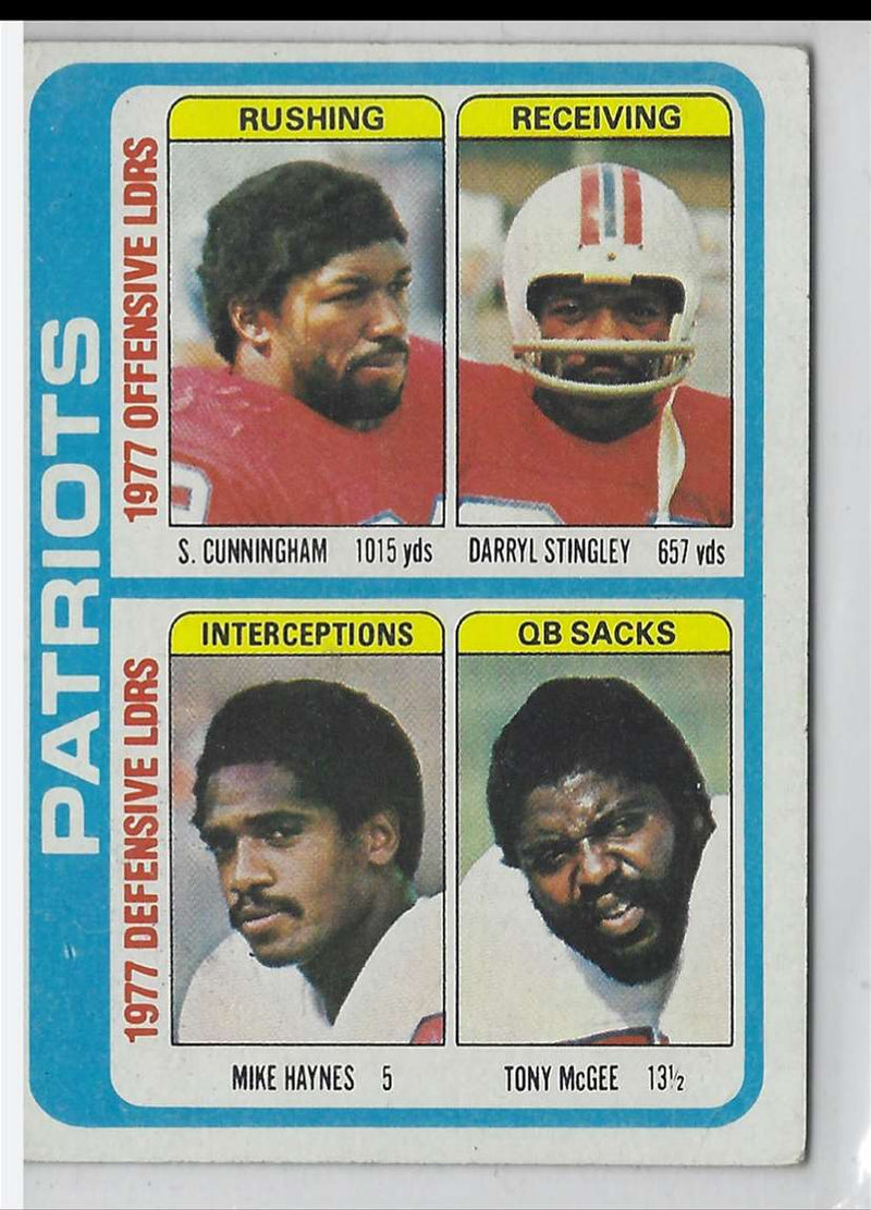 1978 Topps Sam Cunningham/Darryl Stingley/Mike Haynes/Tony McGee
