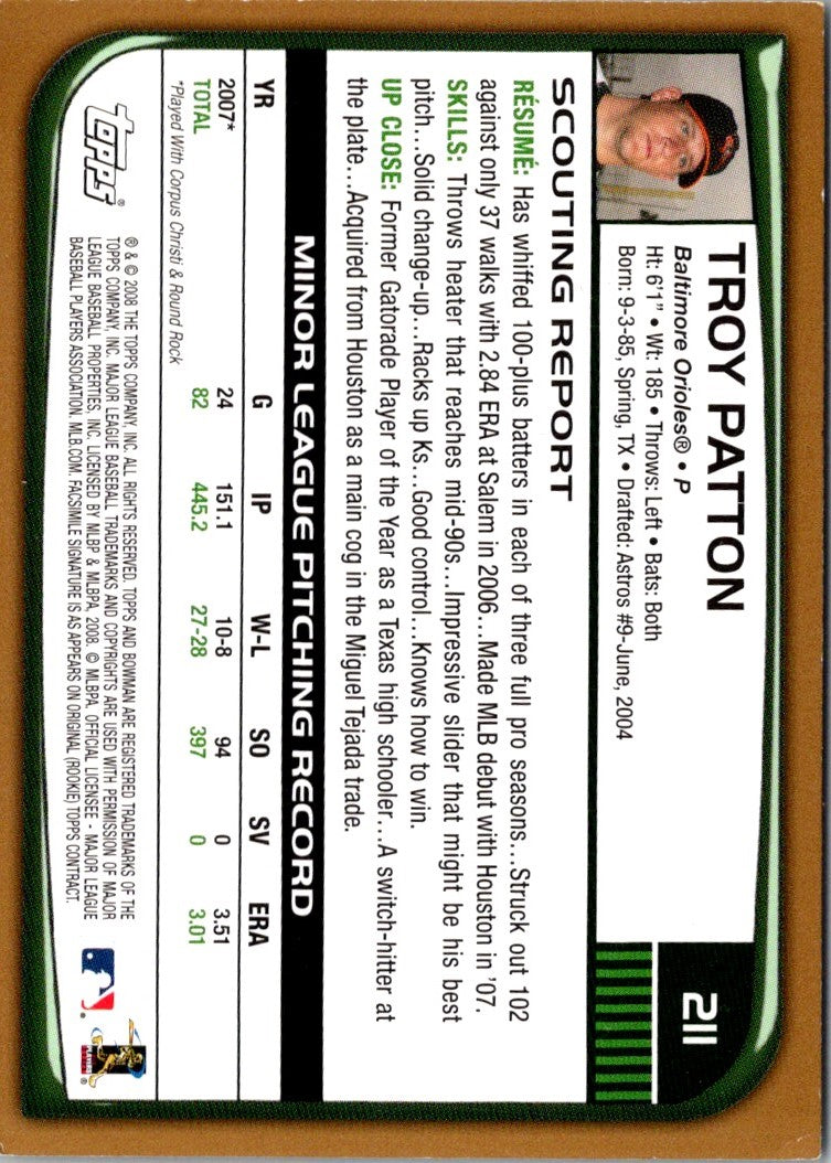 2008 Bowman Troy Patton