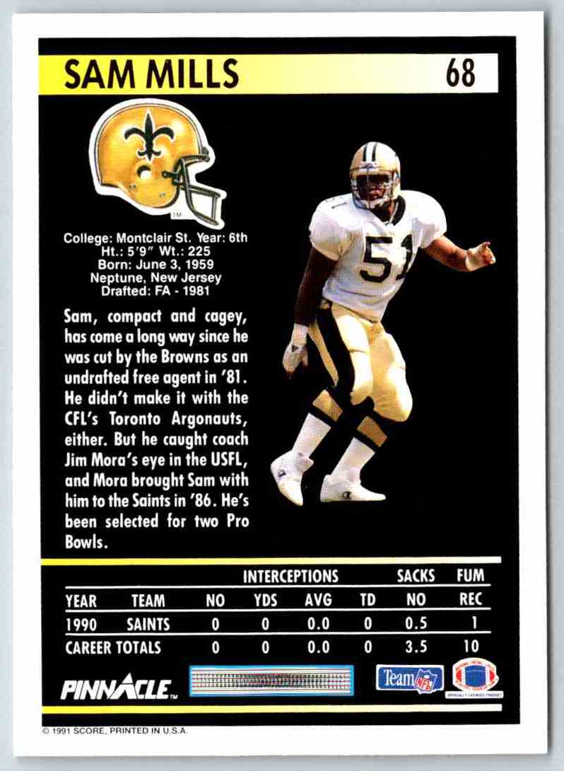 1991 Pinnacle Sam Mills