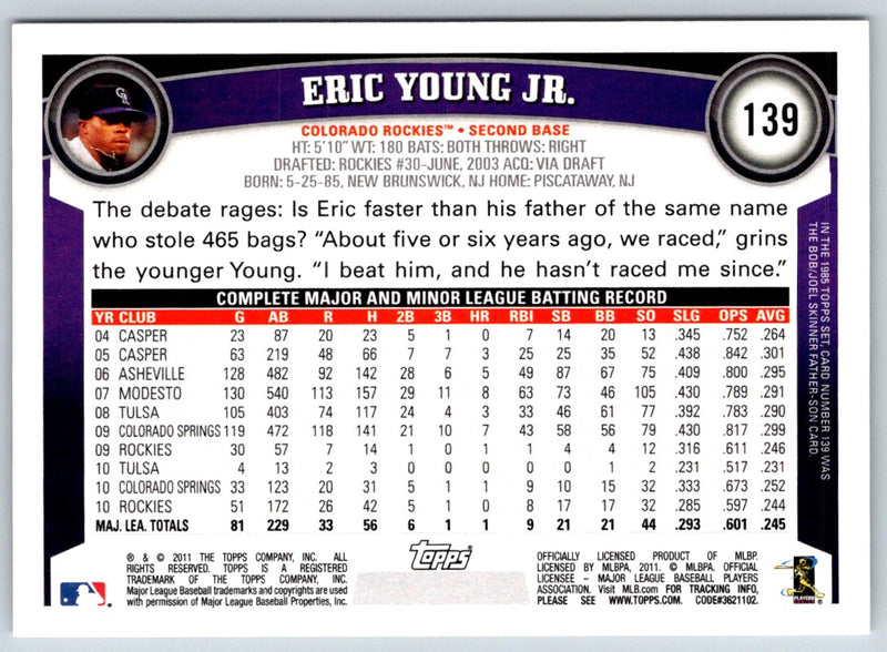 2011 Topps Eric Young Jr.