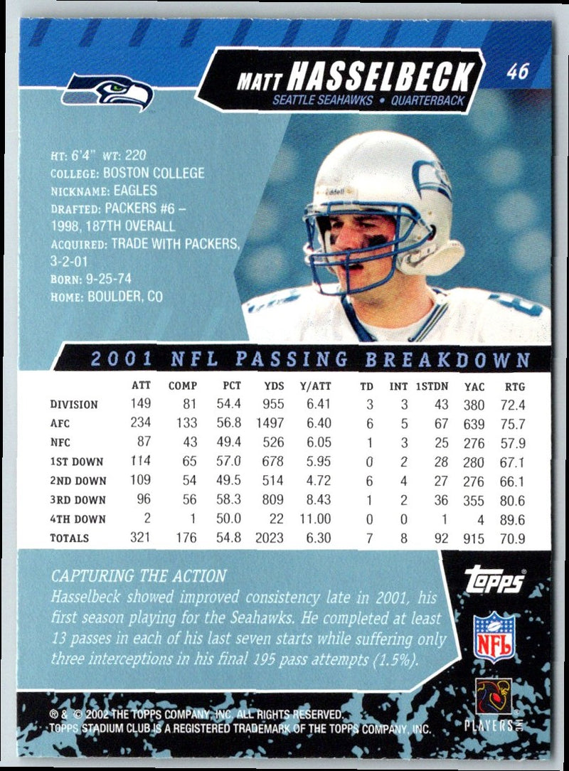 2002 Stadium Club Matt Hasselbeck