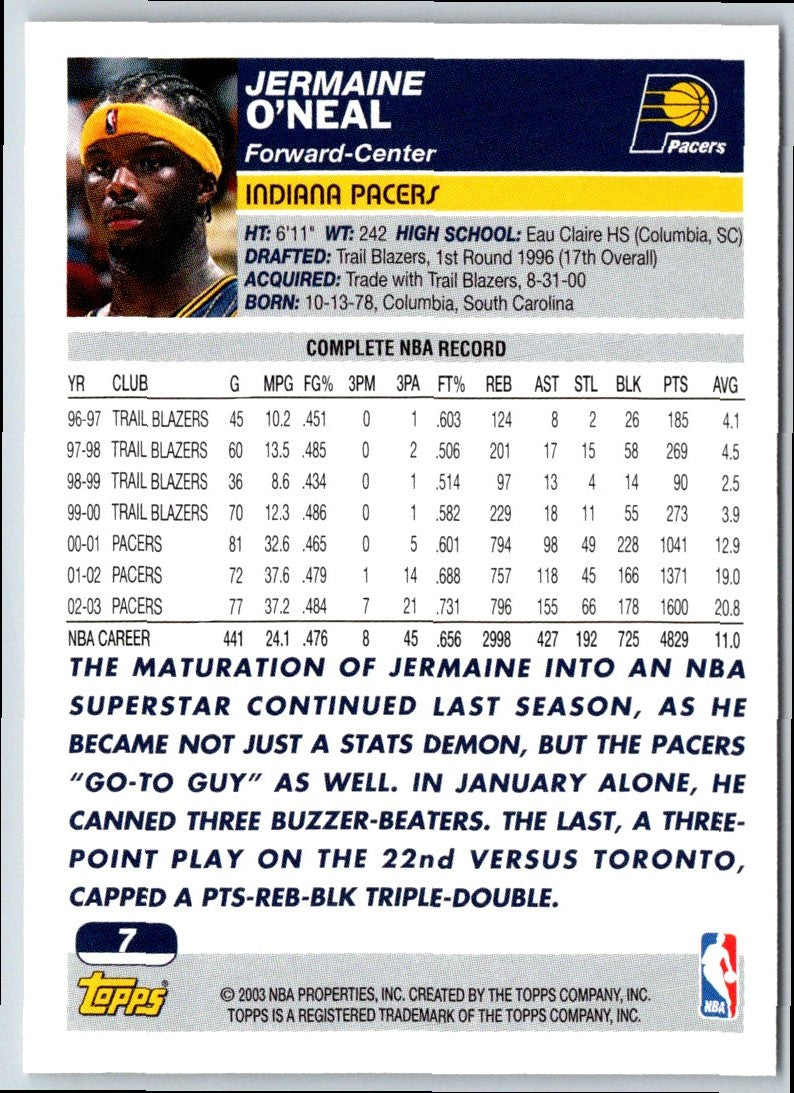 2003 Topps 1st Edition Jermaine O'Neal